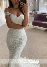 Miriam |White Long Wedding Dresses Near Me With Mermaid Off - The - Shoulder Sleeveless Lace - Price #price_variant_lowest# - White - PromDressClub